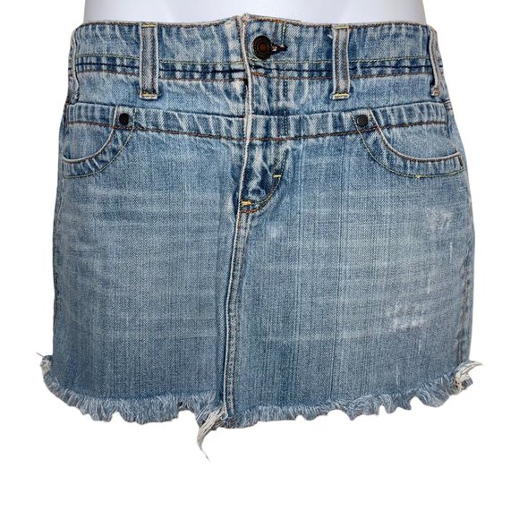 American Eagle Outfitters Dresses & Skirts - American Eagle Outfitters AEO Distressed Frayed Light Wash Mini Skirt 4